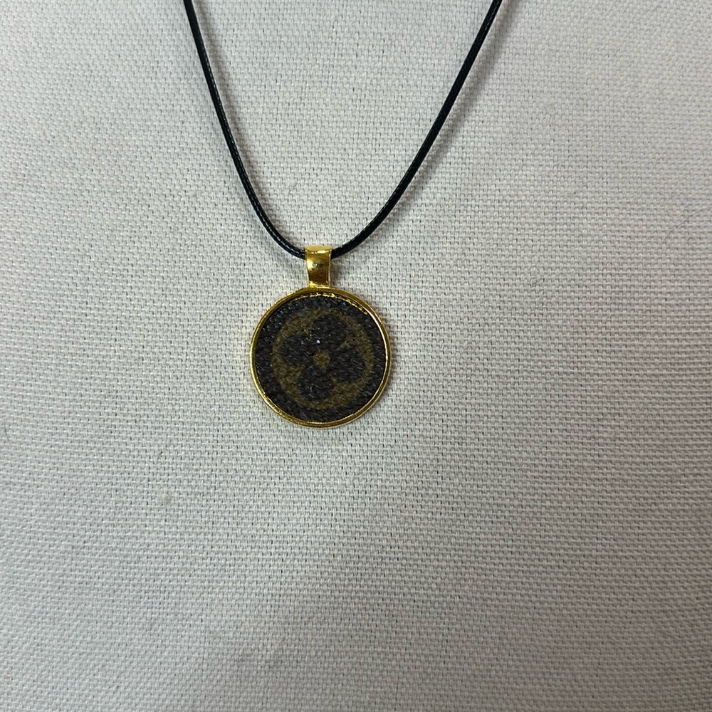 Necklace with upcycled Louis Vuitton monogram charm
